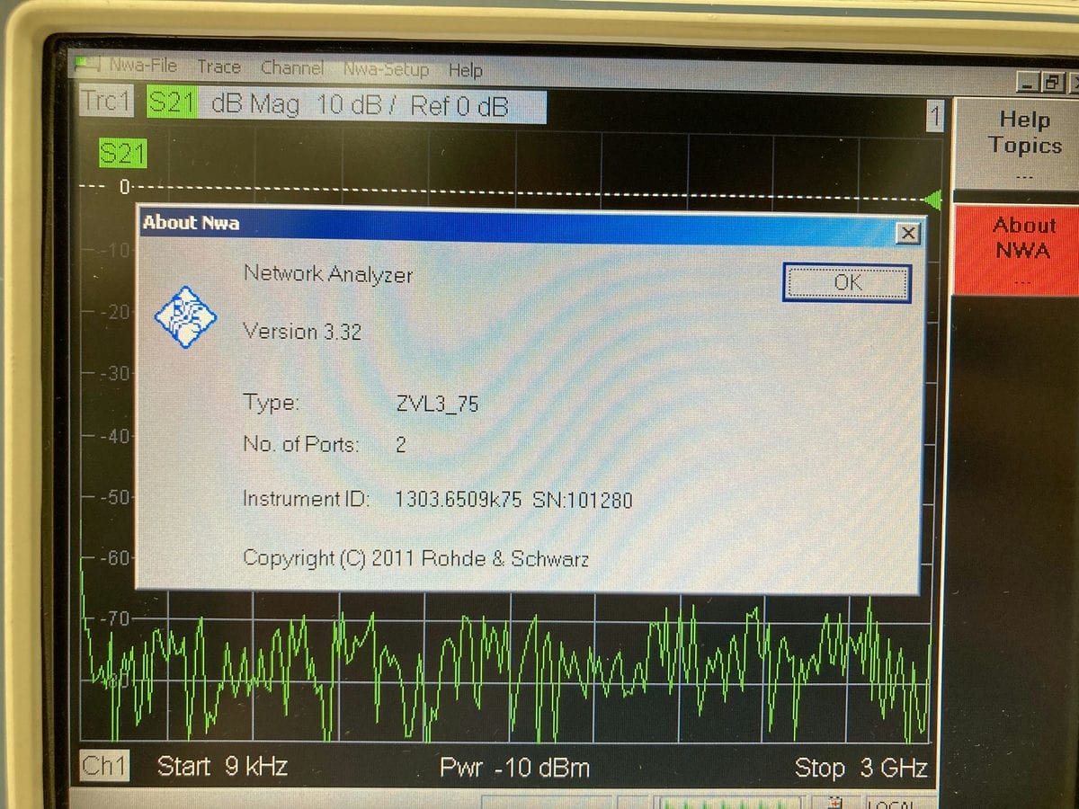 ZVL9kHz-3GHz 75ohm Vector Netwwork Analyzer 