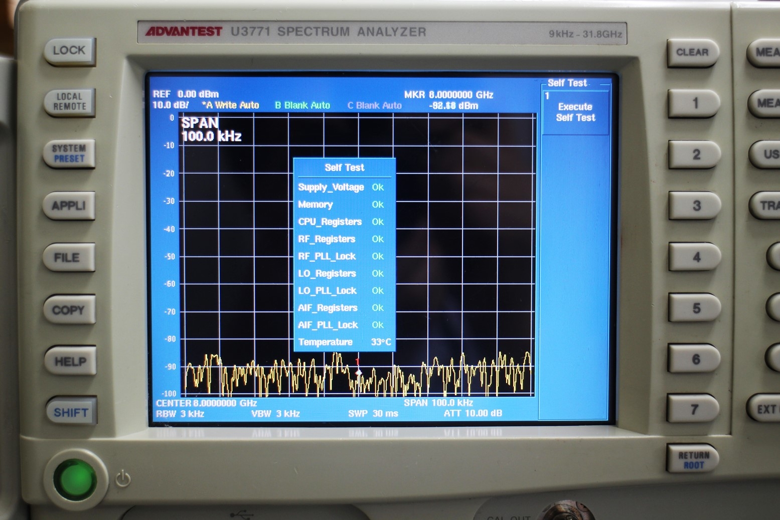 U3771/20 <b>RF2 Cal error</b>31.8GHz Portable Spectrum Analyzer